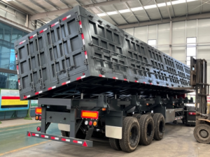 Pre-delivery testing of side-tipping dump trailers in the production workshop